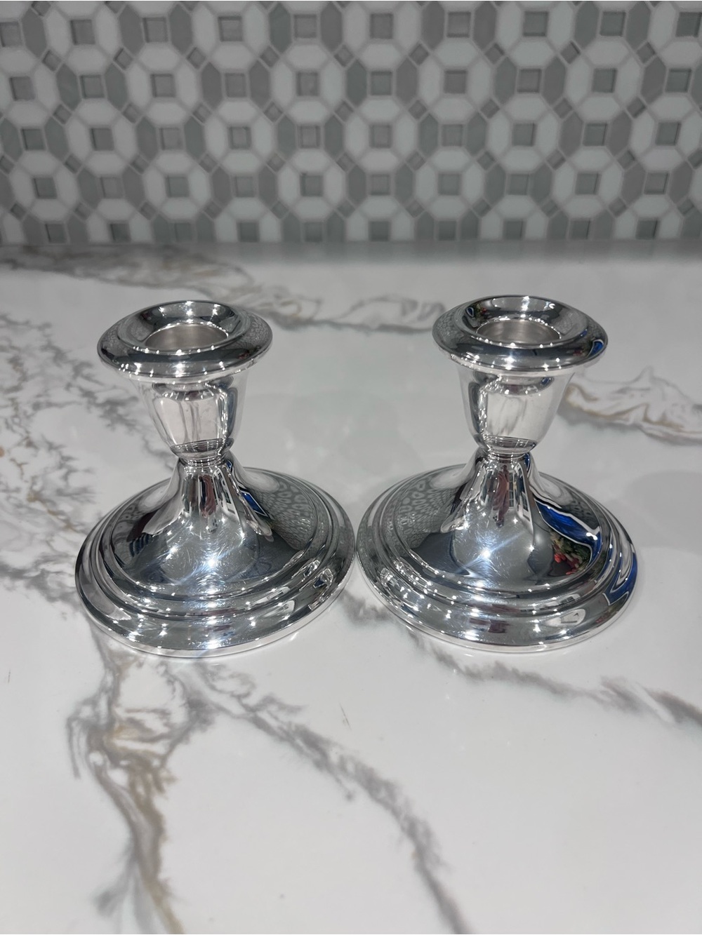 Pair of Vintage 50’s Gorham YC3003 Silver Plate Candlestick Candle Holders